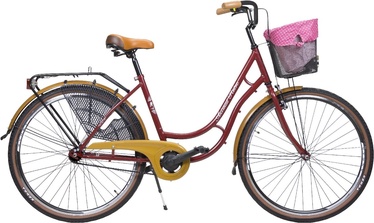 Велосипед городской Azimut Retro Lux, 28 ″, 17" (43 cm) рама, бордо, с корзиной