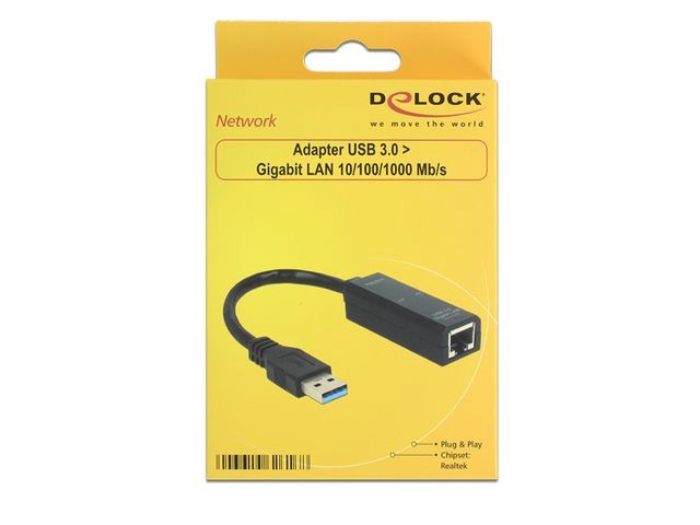 Adapteris Delock USB 3.0 to LAN RJ45 USB 3.0 type A male, RJ-45 female