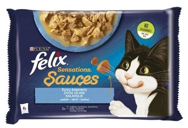 Влажный корм для кошек Felix Sensations Fish Selection, рыба, 0.085 кг, 4 шт.