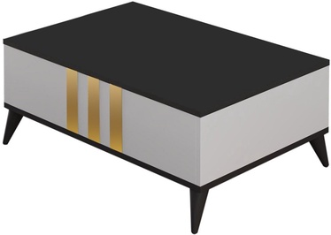 Журнальный столик Kalune Design Gold, белый/антрацитовый, 60 см x 90 см x 36 см