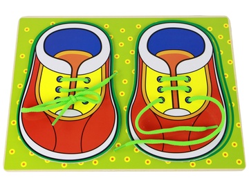 Atīstošais dēlis Lean Toys Shoelaces 15253, 0.5 cm, sarkana/zaļa