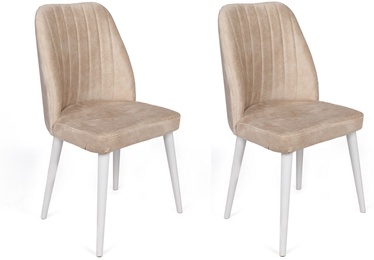 Ēdamistabas krēsls Kalune Design Alfa 494 V2 974NMB1646, matēts, balta/bēša, 49 cm x 50 cm x 90 cm, 2 gab.