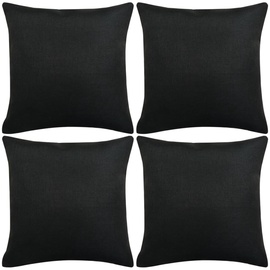 Dekoratiivpadjapüür VLX Linen-look, must, 400 mm x 400 mm, 4 tk