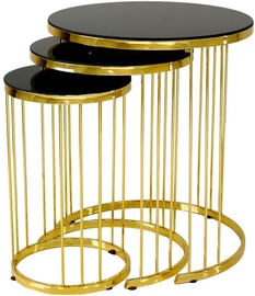 Набор журнальных столиков Kalune Design Çubuklu 9140, золотой/черный, 47 см x 47 см x 56 см