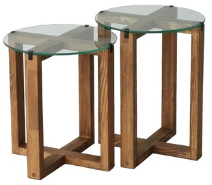 Журнальные столики Kalune Design Amalfi, прозрачный/ореховый, 40 см x 40 см x 50 см