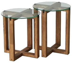 Журнальные столики Kalune Design Amalfi, прозрачный/ореховый, 40 см x 40 см x 50 см