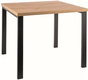 Pusdienu galds izvelkams Tristan, melna/ozola, 80 - 148 cm x 80 cm x 76 cm
