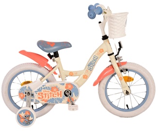 Vaikiškas dviratis, miesto Disney Stitch, mėlynas/kreminės spalvos/koralinė, 14"