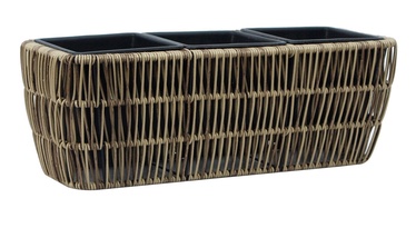 Puķu pods Home4you Wicker 38077, plastmasa/metāls, 430 mm x 160 mm, gaiši brūna