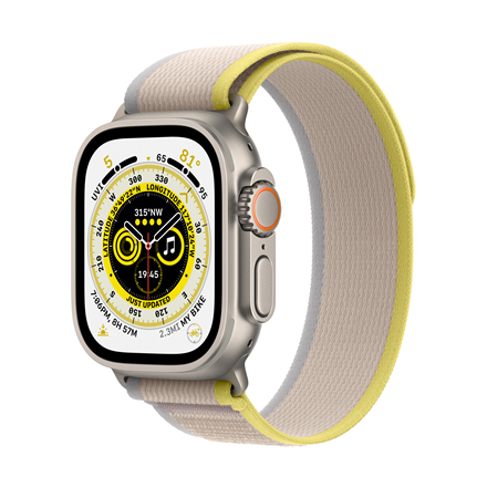 Nutikell Apple Watch Ultra GPS + Cellular, 49mm Titanium Case with Yellow/Beige Trail Loop - M/L, titaan