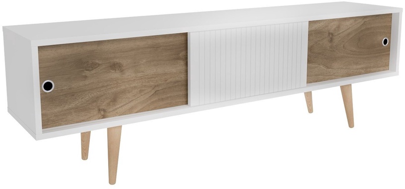 TV-laud Kalune Design Ecrin, valge/pähklipuu, 34.5 cm x 160 cm x 45 cm