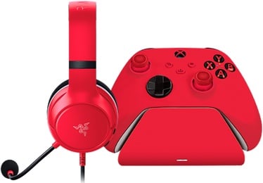 Spēļu austiņas īpaši datorspēlēm, ar galvas stīpu Razer Kaira X + Charging station for Xbox Controller Duo, sarkana
