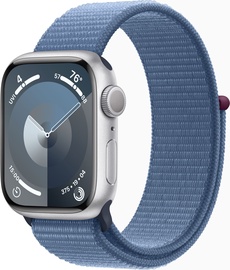 Умные часы Apple Watch Series 9 GPS, 41mm Silver Aluminium Winter Blue Sport Loop, серебристый