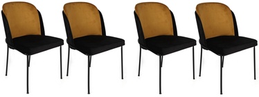 Ēdamistabas krēsls Kalune Design Dore 142 V4 974NMB1575, melna/sinepju, 55 cm x 54 cm x 86 cm, 4 gab.