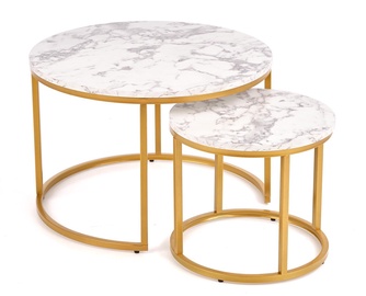 Kafijas galdiņš Halmar Paola, zelta/balta, 600 mm x 600 mm x 400 mm