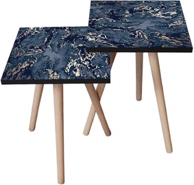 Набор журнальных столиков Kalune Design 2SHP278, белый/серый/темно-синий, 350 мм x 350 мм x 470 мм