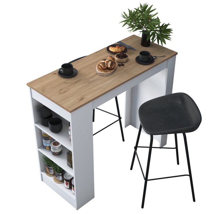 Обеденный стол Kalune Design JA103 2345, белый/ореховый, 120 см x 50 см x 100 см