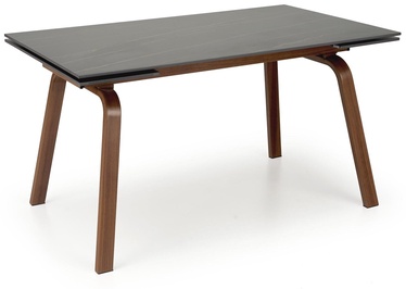 Pusdienu galds izvelkams Lozano, melna/valriekstu, 140 - 200 cm x 82 cm x 76 cm