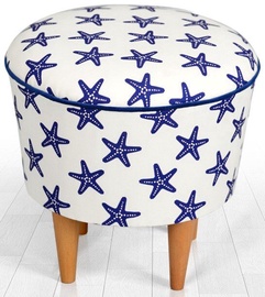 Пуф Hanah Home Cunda v3, синий/белый, 42 см x 42 см x 42 см