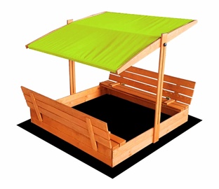Liivakast 4IQ Sandbox With Roof PS120ZALIA, 120 x 120 cm, kaanega, pruun/roheline