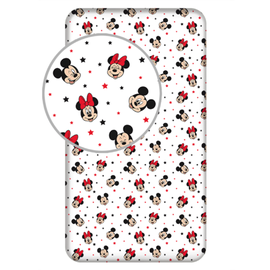 Palags Jerry Fabrics Mickey & Minnie Stars, balta/melna/sarkana, 90 x 200 x 25 cm, ar gumiju