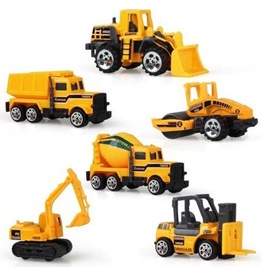 Transporta rotaļlietu komplekts RoGer Construction Machinery Set, melna/dzeltena