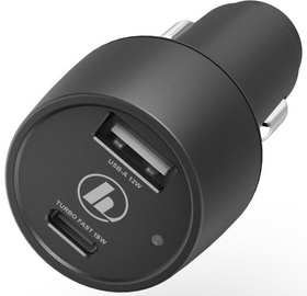 Auto telefona lādētājs Hama, USB/USB-C, melna, 30 W
