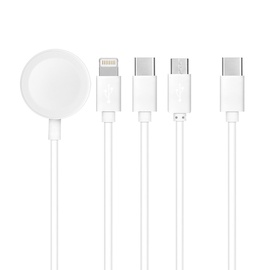 Juhe Magnetic Charging Cable 4in1, USB Type C/Lightning/Micro USB/USB/USB-A, 1.2 m, valge