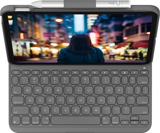 Klaviatūra Logitech Slim Folio Slim Folio, Angļu (UK), pelēka, bezvadu