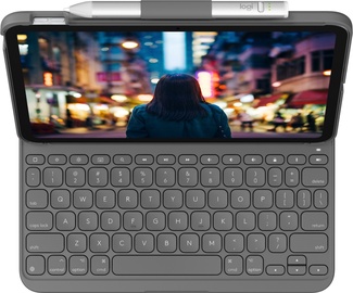 Klaviatūra Logitech Slim Folio Slim Folio Anglų (UK), pilka, belaidė