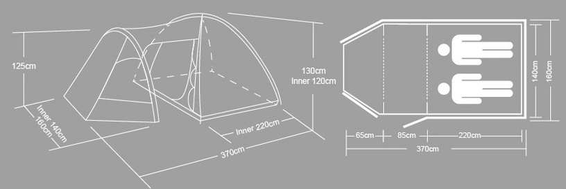 Divvietīga telts O.E.Camp RD-T23-2, oranža/pelēka