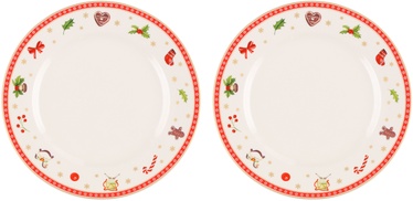 Ziemassvētku šķīvis deserta Winteria Natale, 2 gab., 19 cm x 19 cm, Ø 19 cm, balta/sarkana/zaļa