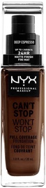 Tonālais krēms NYX Can't Stop Won't Stop 24 Deep Espresso, 30 ml