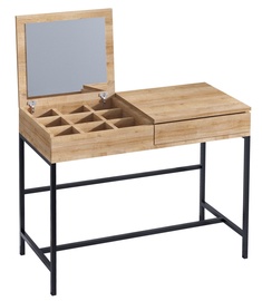 Kosmētikas galds Kalune Design Linda, melna/ozola, 100 cm x 45 cm x 74 cm, with mirror