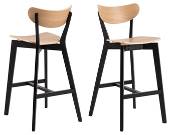Барный стул Roxby AC-0000099119, матовый, черный/дубовый, 49 см x 45 см x 105 см