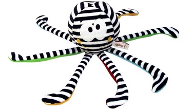 Mīkstā rotaļlieta Hencz Toys Octopus, balta/melna, 10 cm