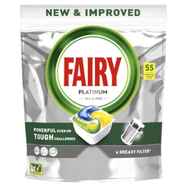 Trauku mazgājamās mašīnas kapsulas Fairy Platinum allin1 lemon, 55 gab.