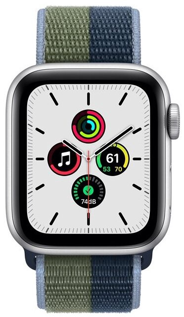 Nutikell Apple Watch SE GPS LTE 44mm Sport Loop, hõbe/roheline/helesinine