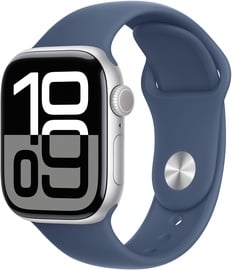 Умные часы Apple Watch Series 10 GPS + Cellular 42mm Silver Aluminium Case Denim Sport Band S/M, серебристый