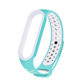 Aksesurāri sporta pulkstenim Hurtel Replacment band strap for Xiaomi Mi Band 5, balta/tirkīza