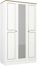 Riidekapp Kalune Design Ravenna 3, kuldne/valge, 105 cm x 47.2 cm x 194 cm, peegliga