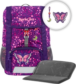 Skolas mugursoma Step By Step Butterfly, rozā/violeta, 26 cm x 17 cm x 35 cm