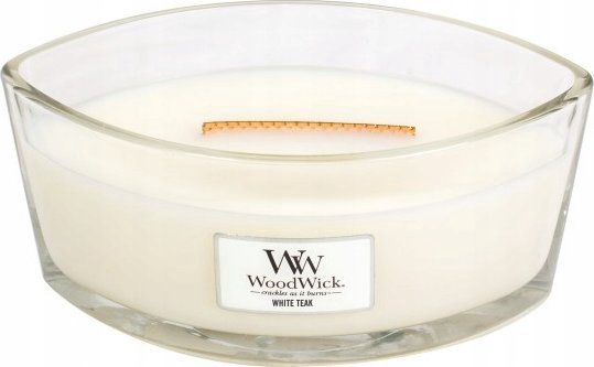 Свеча, ароматическая WoodWick White Teak, 40 час, 453.6 г, 92 мм x 120 мм
