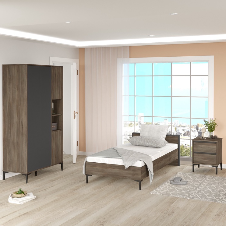 Guļamistabas mēbeļu komplekts Kalune Design AR16-CA, iekštelpu, brūna/antracīta