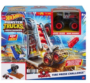 Komplekts Mattel Hot Wheels Monster Trucks Bone Shaker Tire Press Challenge HNB88