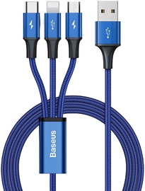 Lādētājs Baseus CAJS000003, Lightning/Micro USB/USB/USB Type-C, 1.2 m, zila
