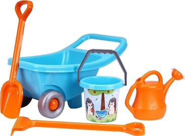 Smilšu kastes rotaļlietu komplekts Technok Wheelbarrow, zila/oranža