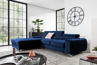 Stūra dīvāns Grayson Velvetmat 40, tumši zila, kreisais, 205 x 278 cm x 92 cm