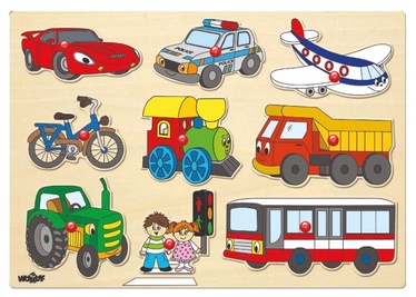 Puzle WOODY Educational Peg Puzzle Vehicles, 9 gab.