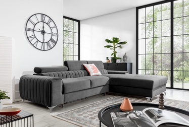 Trīsvietīgs stūra dīvāns Grayson Velvetmat 4, pelēka, labais, 205 x 278 cm x 92 cm
